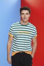 Men Esprit Emerald Green Sustainable cotton striped T-shirt T-Shirts XF4444741