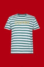 Men Esprit Emerald Green Sustainable cotton striped T-shirt T-Shirts XF4444741 - Image 5