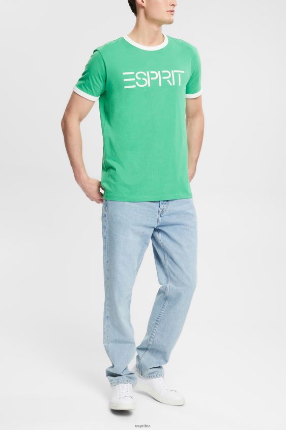 Men Esprit Green Jersey logo print T-shirt T-Shirts XF4444950 - Image 2