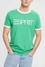 Men Esprit Green Jersey logo print T-shirt T-Shirts XF4444950