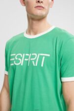 Men Esprit Green Jersey logo print T-shirt T-Shirts XF4444950 - Image 3