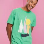 Men Esprit Green Jersey T-shirt with a print T-Shirts XF4444845