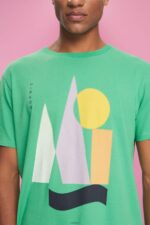 Men Esprit Green Jersey T-shirt with a print T-Shirts XF4444845 - Image 3