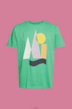 Men Esprit Green Jersey T-shirt with a print T-Shirts XF4444845 - Image 5