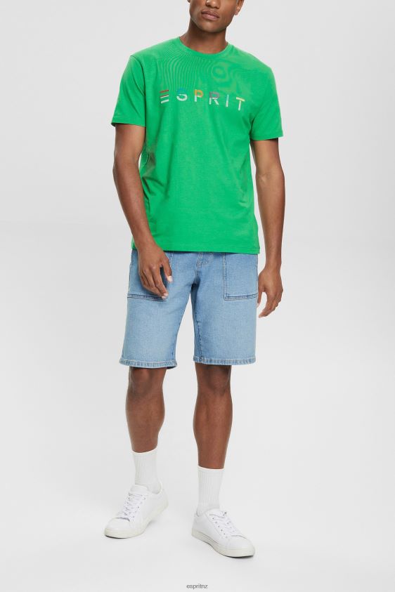 Men Esprit Green Jersey T-shirt with an embroidered logo T-Shirts XF4444916 - Image 2