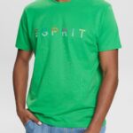 Men Esprit Green Jersey T-shirt with an embroidered logo T-Shirts XF4444916