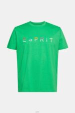 Men Esprit Green Jersey T-shirt with an embroidered logo T-Shirts XF4444916 - Image 5