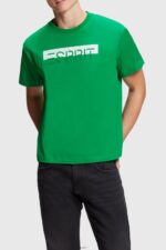 Men Esprit Green Matte shine logo applique t-shirt T-Shirts XF4444617