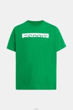 Men Esprit Green Matte shine logo applique t-shirt T-Shirts XF4444617 - Image 5