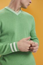 Men Esprit Green V-neck sustainable cotton jumper Sweaters XF4444726 - Image 3