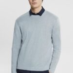 Men Esprit Grey Blue Fine knit jumper Sweaters XF4444685