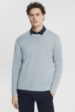 Men Esprit Grey Blue Fine knit jumper Sweaters XF4444685