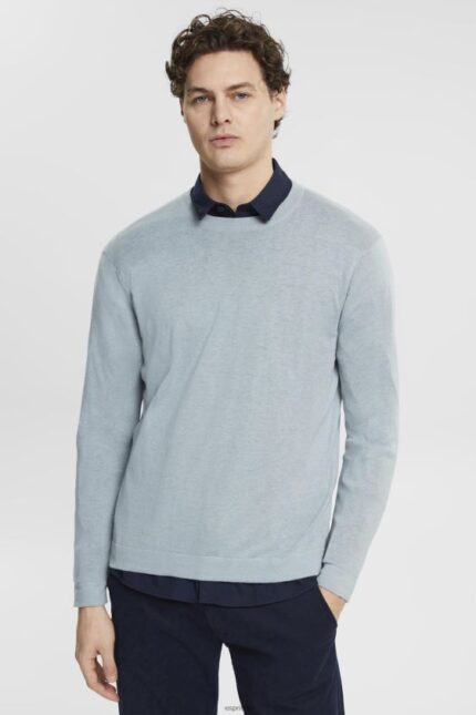 Men Esprit Grey Blue Fine knit jumper Sweaters XF4444685