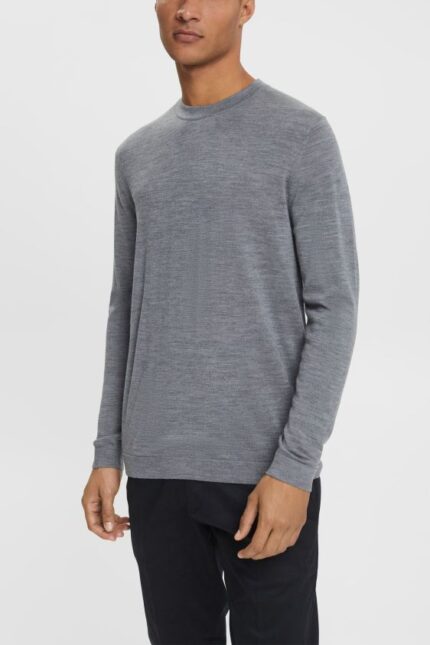 Men Esprit Grey Knitted wool sweater Sweaters XF4444907