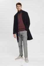 Men Esprit Grey Slim fit flannel trousers Trousers & Pants XF4444692 - Image 2