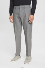 Men Esprit Grey Slim fit flannel trousers Trousers & Pants XF4444692