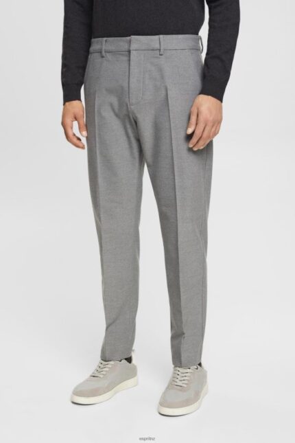Men Esprit Grey Slim fit flannel trousers Trousers & Pants XF4444692