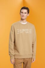 Men Esprit Khaki Beige Sweatshirt with logo print Sweatshirts & Hoodies XF4444852