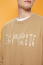 Men Esprit Khaki Beige Sweatshirt with logo print Sweatshirts & Hoodies XF4444852 - Image 3