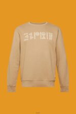 Men Esprit Khaki Beige Sweatshirt with logo print Sweatshirts & Hoodies XF4444852 - Image 5