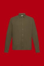 Men Esprit Khaki Green Sustainable cotton muslin shirt Shirts XF4444756 - Image 5