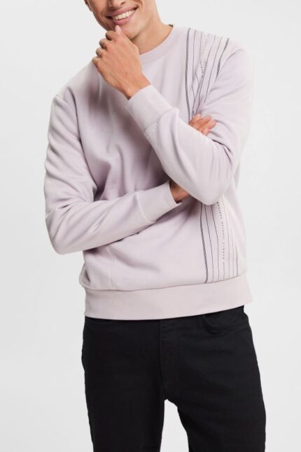 Men Esprit Lavender Sweatshirt with a zip pocket Sweatshirts & Hoodies XF4444785