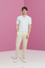 Men Esprit Light Aqua Green Blended TENCEL and sustainable cotton polo shirt Polos XF4444760 - Image 2