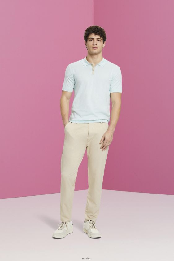 Men Esprit Light Aqua Green Blended TENCEL and sustainable cotton polo shirt Polos XF4444760 - Image 2