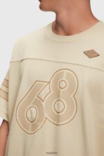 Men Esprit Light Beige Striped sleeve graphic print tee T-Shirts XF4444805 - Image 2