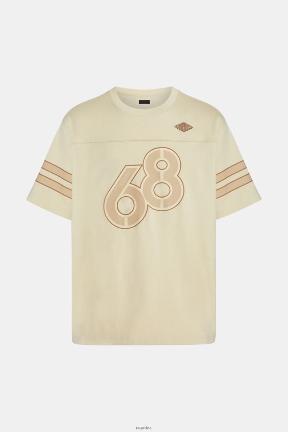 Men Esprit Light Beige Striped sleeve graphic print tee T-Shirts XF4444805 - Image 4