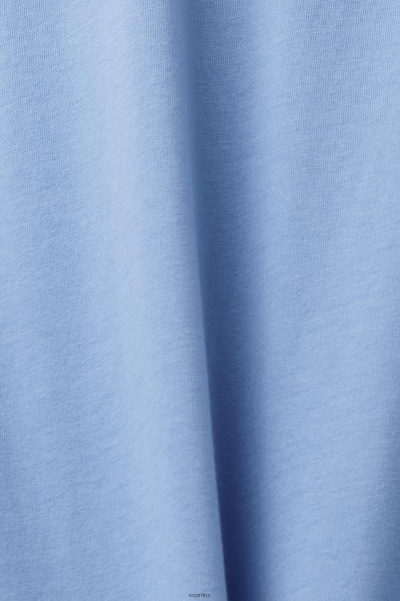 Men Esprit Light Blue Lavender Logo print cotton t-shirt T-Shirts XF4444627 - Image 4