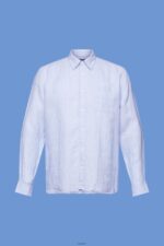 Men Esprit Light Blue Lavender Striped shirt, 100% linen Shirts XF4444597 - Image 5