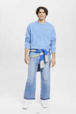 Men Esprit Light Blue Lavender Sweatshirt with logo print on the back Sweatshirts & Hoodies XF4444647 - Image 2