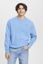 Men Esprit Light Blue Lavender Sweatshirt with logo print on the back Sweatshirts & Hoodies XF4444647