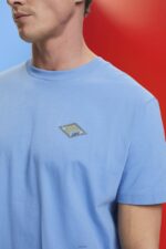 Men Esprit Light Blue Lavender T-shirt with logo print T-Shirts XF4444602 - Image 3