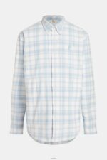 Men Esprit Light Blue Plaid flannel shirt Shirts XF4444791 - Image 6