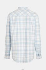Men Esprit Light Blue Plaid flannel shirt Shirts XF4444791 - Image 7