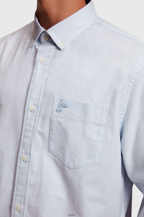 Men Esprit Light Blue Regular fit oxford shirt Shirts XF4444800 - Image 4