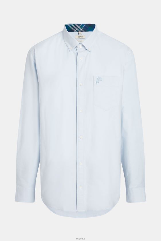 Men Esprit Light Blue Regular fit oxford shirt Shirts XF4444800 - Image 6