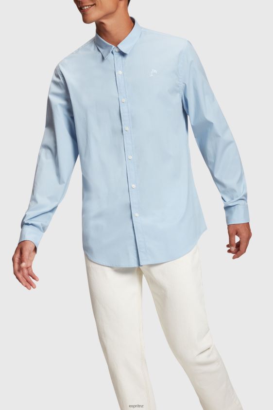 Men Esprit Light Blue Slim fit dolphin badge poplin shirt Shirts XF4444803 - Image 2