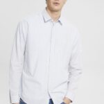 Men Esprit Light Blue Striped shirt Shirts XF4444686