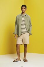 Men Esprit Light Green Striped jersey t-shirt, 100% cotton T-Shirts XF4444735 - Image 2