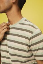 Men Esprit Light Green Striped jersey t-shirt, 100% cotton T-Shirts XF4444735 - Image 3