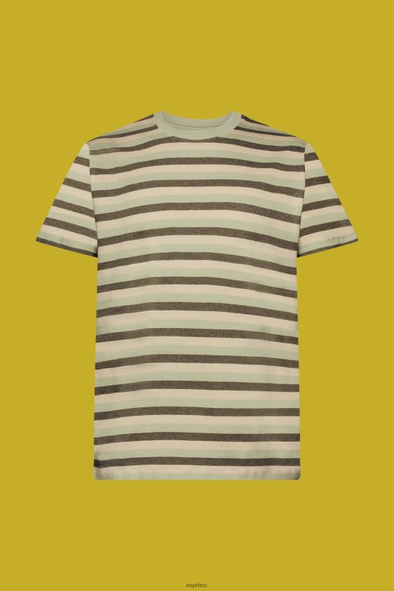 Men Esprit Light Green Striped jersey t-shirt, 100% cotton T-Shirts XF4444735 - Image 5