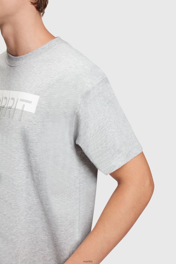 Men Esprit Light Grey Matte shine logo applique t-shirt T-Shirts XF4444615 - Image 2