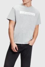 Men Esprit Light Grey Matte shine logo applique t-shirt T-Shirts XF4444615