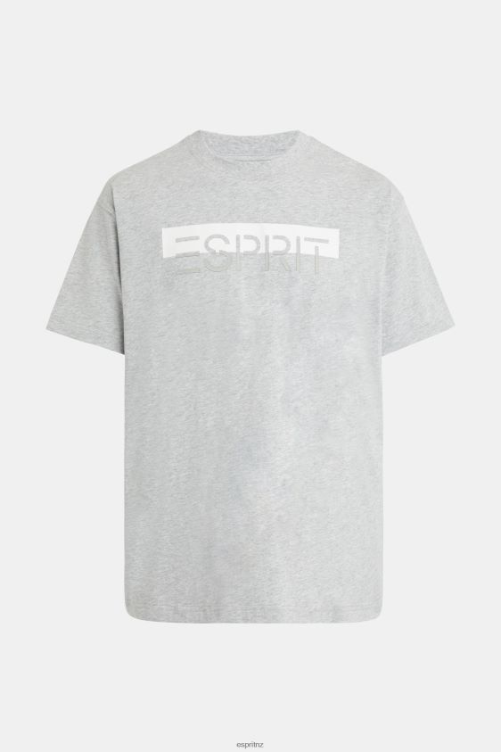 Men Esprit Light Grey Matte shine logo applique t-shirt T-Shirts XF4444615 - Image 5