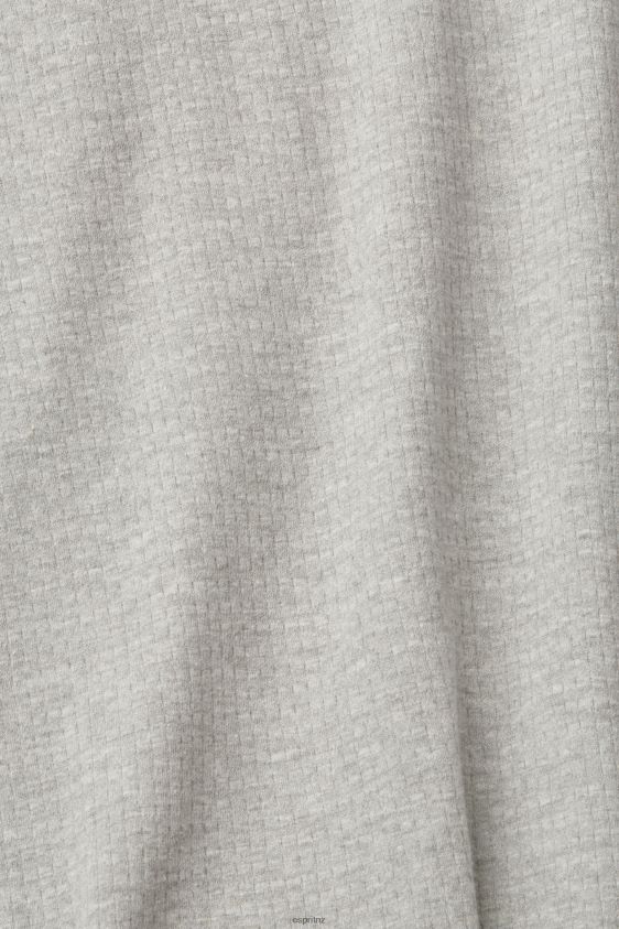 Men Esprit Light Grey Ribbed long sleeve top Long Sleeve XF4444817 - Image 4