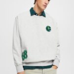 Men Esprit Light Grey Varsity patch sweatshirt Sweatshirts & Hoodies XF4444808