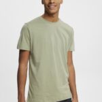 Men Esprit Light Khaki Flecked jersey t-shirt T-Shirts XF4444780